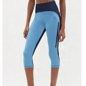 ADIDAS X STELLA MCCARTNEY TruePace Cropped Recycled-Fibre Blend Leggings Blue XS